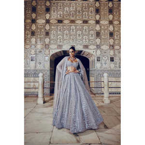 Lehenga Choli gris scintillant non cousu FB Designer pour les fêtes et les soirées en boîte de nuit - Product Image 6