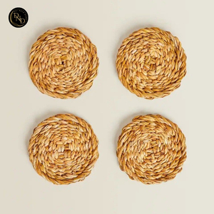 Commercial Grade Natural Water Hyacinth Handmade Woven <b>Round</b> Customizable <b>Placemat</b> Eco Decor - Product Image 4
