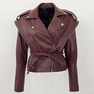 New Design Oem Soft Women Leather <b>Jacket</b> Soft Leather best Material Anti-wrinkle Quick Dry Anti-pilling Women Leather <b>Jacket</b> - Product Image 1