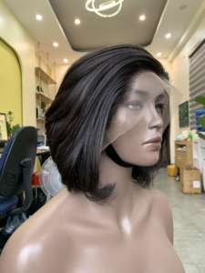 Bob Couche Coupe Os Droite Vrais Cheveux Humains avec Frange Courte Épaule Longueur de Vietnamhairluxury - Product Image 5