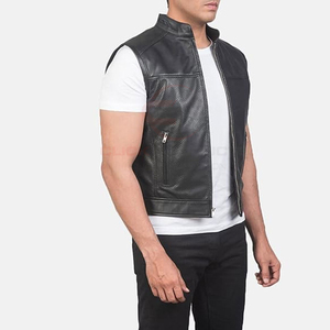 Wholesale New Loose Fit Top Selling <b>Leather</b> <b>Vest</b> Custom Size <b>Leather</b> <b>Vest</b> Solid Colo Breathable <b>Leather</b> <b>Vest</b> For Online Sale - Product Image 4