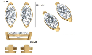 Boucles d'oreilles en or jaune 14 carats avec diamants de laboratoire taille marquise de 2 carats, design unique à fermoir poussoir, meilleur cadeau d'anniversaire pour femme - Product Image 6