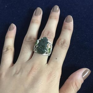 New Bohemian Style 925 Sterling Silver <b>Ring</b> With Natural <b>Green</b> Moldavite Stone & Peridot Gemstone For Everyday Wear Fine Jewelry - Product Image 5