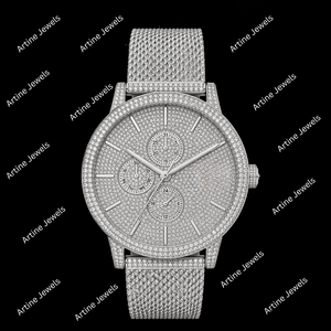 Reloj de Pulsera de Lujo con Correa de Malla de Diamantes, Reloj de Acero Inoxidable Completamente Adornado, Pieza de Moda Imprescindible - Product Image 3