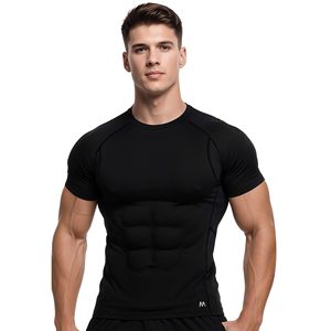 <b>mens</b> workout compression tshirt gym athletic fitness tee quick dry <b>stretch</b> fabric supplier - Product Image 2