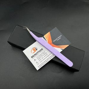 Pince à cils professionnelle violet clair à 45 degrés en acier inoxydable pointe lisse pince à épiler à extension de cils de 11cm vente en gros - Product Image 6