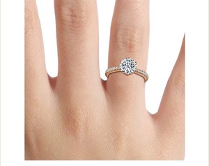 แหวนทองคำ 10K ดีไซน์หรูหราสำหรับผู้หญิง ประดับเพชรโมอิสซาไนต์ทรงเรขาคณิต ทันสมัย เหมาะสำหรับเป็นของขวัญหมั้น วันครบรอบแต่งงาน หรือของขวัญวันแต่งงาน แบบครึ่งวงแหวน - Product Image 6