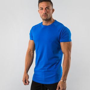High Quality Polyester/Cotton Jersey Breathable <b>Curved</b> <b>Hem</b> Sports <b>T</b>-<b>Shirt</b> for <b>Men's</b> Bodybuilding Fitness Slim Fitted - Product Image 3