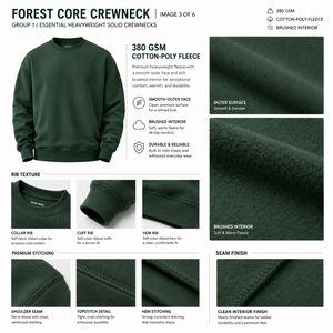 Sudadera de Cuello Redondo para Hombre, Color Verde Oscuro, Corte Regular, Felpa, Informal, Invierno, Tejido de Punto, Color Sólido, 100% Algodón, Transpirable - Product Image 3
