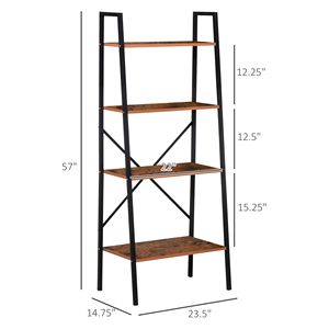 Scaffale a 4 livelli vintage in legno nero con ripiani a gradino per bagno e soggiorno - Product Image 3