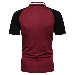 Polo pour homme à blocs de couleur, manches courtes, tricoté, décontracté, design uni, coupe classique, boutons sur le devant - Product Image 3