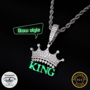 จี้รูปมงกุฎ KING เงินแท้ 925 ประดับเพชรโมอิสซาไนต์ ดีไซน์ Ice Out Bling สุดหรู - Product Image 1