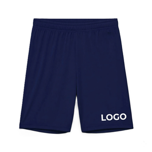 Shorts Homme Bleu Marine à Séchage Rapide, Taille Mi-Haute, Élastique, Couleur Unie, Sport Décontracté, 100% Polyester, avec Logo Imprimé sur le Bas du Bas du Pantalon - Product Image 1