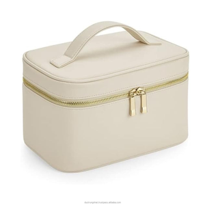 Bolsas de cosméticos plegables de poliéster impresas con logotipo personalizado, gran capacidad, portátil, reutilizable, cierre de cremallera, venta de fábrica - Product Image 4