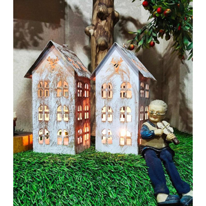 Portavelas de Metal Blanco con Forma de Casa, Farol Decorativo de Hierro, Estilo Vintage, Centro de Mesa para Bodas, Decoración del Hogar, Regalo - Product Image 5