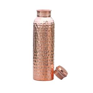 Bouteille d'eau en cuivre martelé faite à la main, bouteille à boire en cuivre pur pour l'ayurveda, la maison et les voyages - Product Image 1