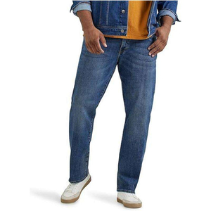 Jeans en denim bleu coupe droite classique pour homme, décontractés, confortables, en coton extensible, vente en gros, OEM personnalisé - Product Image 5