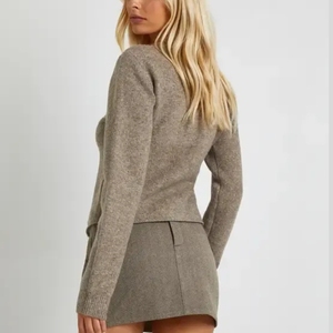 High Quality Autumn and Winter Knitted <b>Cardigan</b> Solid Color V-neck Design <b>Cardigan</b> <b>Sweater</b> Twist Striped <b>Sweater</b> Coat for Women - Product Image 2