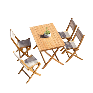Chaises pliantes en rotin et teck massif, tressage en corde, écologiques, pour événements et repas en extérieur - Product Image 3