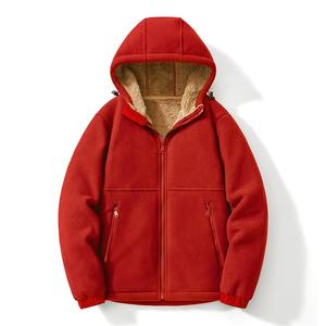 OEM Plain Dyed Men Autumn Sweet Chinese Heated Polar Fleece Casual Stand Pullover Plus Size Thick Warm Hooded Knitted <b>Jackets</b> - Product Image 3