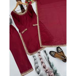 Conjunto Dupatta hermoso y parte inferior superior de fiesta de diseñador para mujer - Product Image 4