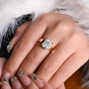 Trendy 925 <b>Silver</b> Big Moissanite <b>Ring</b> with <b>Emerald</b> & Diamond Accents Prong Setting Unisex Engagement & Gift Option - Product Image 1