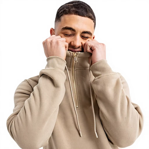 Conjunto Deportivo de Felpa para Hombre, Sudadera con Cierre de Media Cremallera y Pantalones Cortos, Ropa Deportiva Informal de Punto, Logotipo Personalizado para Gimnasio - Product Image 4