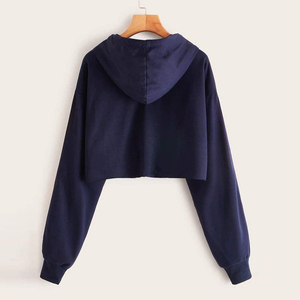 Sudadera Corta con Capucha de Alta Calidad al por Mayor, Sudadera Corta de Moda para Exteriores, Sudadera Corta con Capucha para Mujer con Manga Larga y Personalizable - Product Image 3