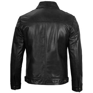 2026 OEM Hot Selling Black Cowhide Leather <b>Jacket</b> For Men's Zipper Pockets 100%High Quality Low MOQ Winter <b>Heated</b> Fashion <b>Jacket</b> - Product Image 2