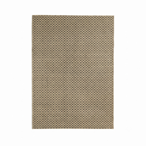 Tapis DECORDEC beige et noir en laine antidérapant à motif géométrique micro-quadrillé répétitif pour salon, chambre et hôtel - Product Image 1
