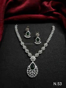 Classique élégant goutte d'eau Design diamant américain plaqué argent clouté Simple collier ensemble correspondant boucle d'oreille ensemble GiftFor femmes - Product Image 2