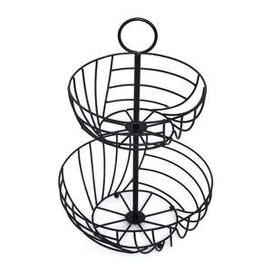 Panier de rangement à fruits vintage à 2 niveaux en fil métallique thermolaqué, écologique et peu encombrant, pour la maison et l'hôtellerie – Prix usine - Product Image 6