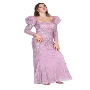 Vestido de Sirena para Mujer con Adornos Hechos a Mano, Escote en V, Largo hasta el Suelo, Lentejuelas Bordadas, Cuentas, Transpirable, para Boda en la Playa, Resort o Eventos - Product Image 3