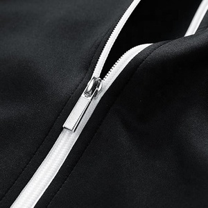 Ensemble de survêtement pour homme noir et rouge à rayures, fermeture éclair intégrale, sportif, décontracté, vêtements de sport, séchage rapide, polyester, tenue d'automne - Product Image 5
