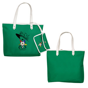 Sac fourre-tout maçonnique vert imperméable avec fermeture éclair, broderie style OES, Eastern Star, Si-star, Sassy & Classy - Product Image 1