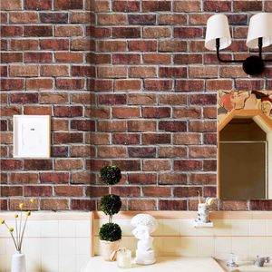 วอลเปเปอร์ลายอิฐแดงแบบลอกและติด  แบบมีกาวในตัวและสามารถลอกออกได้ สำหรับตู้และผนังกันน้ำ  กระดาษติดผนังลายอิฐเทียม - Product Image 5