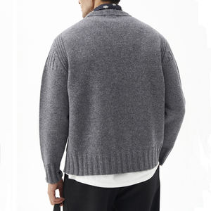 Pull à col rond pour homme, tricot personnalisé, col rond jacquard, cachemire, laine mérinos, tricot torsadé, fabricant de vêtements OEM - Product Image 4