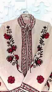 Veste en toile de coton beige vintage pour femme |   Manteau bohème floral brodé à la main |   Vêtements d'extérieur artisanaux durables - Product Image 5