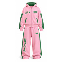Ensemble de survêtement unisexe Alpha Kapa Alpha hiver rose à capuche, décontracté, manches longues, sweat-shirt et pantalon, logo arrière, imprimé lettres unies 1908