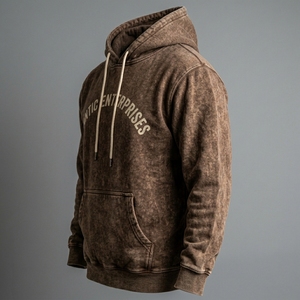 Sudaderas con Capucha de Felpa con Efecto Ácido para Hombre, Venta al por Mayor, Último Diseño Vintage, Servicio OEM, Transpirables, de Poliéster/Algodón, Casuales, con Bolsillo - Product Image 4