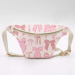 Linda Riñonera Rosa con Lazo para Mujer, Cierre de Cremallera, Textil, Uso Diario - Product Image 1