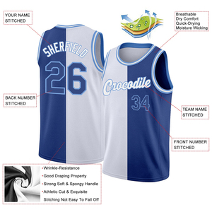 Maillots de basket-ball OEM les plus vendus, bleu et blanc, séchage rapide, maillot de basket-ball pour hommes, vente en gros, vêtements de sport réversibles par sublimation - Product Image 5