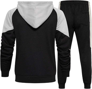 Conjunto Deportivo Casual de Otoño para Hombre, Sudadera con Cierre y Bloques de Color, Pantalones Jogger, 100% Algodón, Bolsillo Frontal - Product Image 2