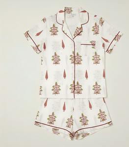 Conjunto de Pijama Corto de Verano para Mujer, con Cierre de Botones, de Algodón, Manga Larga, Personalizado, Estampado a Mano - Product Image 5