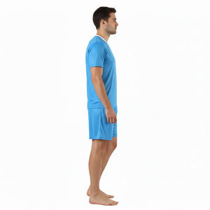 Men's Blue V-Neck <b>Soccer</b> Jersey Short Sleeve Moisture Wicking Gradient Design Regular Fit Adult Sports Apparel - Product Image 3