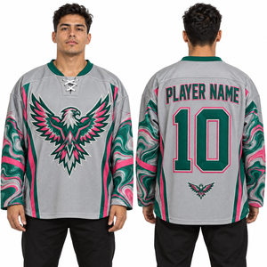 Maillot de hockey sur glace imprimé 100 % polyester, emblème d'équipe, numéros sur les manches, uniforme de club OEM, noms des joueurs, graphisme personnalisé, matchs de ligue - Product Image 5