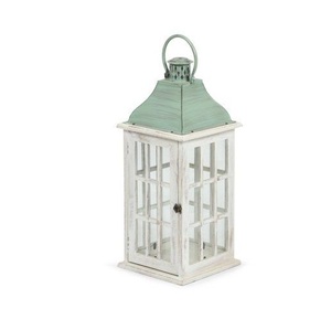 Portavelas de Madera Rústico Hecho a Mano con Puerta de Vidrio y Asa de Cuerda, Decoración Interior y Exterior - Product Image 1