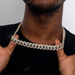 15MM 23" Gold Plated Fully Iced Miami Cuban Link <b>Rapper</b> VVS D Moissanite Sterling Silver Hip Hop Necklace GRA Certified - Product Image 4