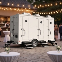 Remorque de toilettes mobiles entièrement équipée à 4 postes, pour extérieur, avec lavabo, à vendre