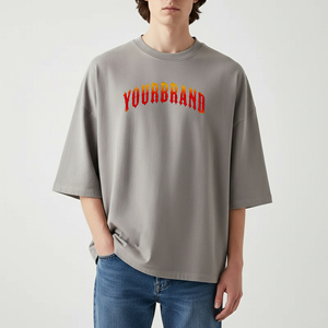 Nuevas camisetas de hombre holgadas y a la moda, con logotipo bordado personalizado, manga corta, ecológicas, 100% algodón, estilo hip hop. - Product Image 5